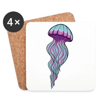 Qualle Quallen Süße Meduse Liebhaber Meer Geschenk - Untersetzer (4er-Set) - Weiß - Vorne