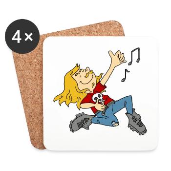 Cadeau en métal Air Guitar Rock'n'Roll Heavey - Dessous de verre (lot de 4) - blanc - Devant