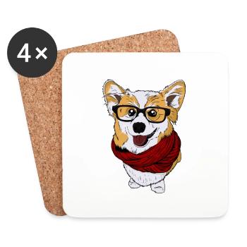 funny British Corgi gift idea - Coasters (set of 4) - white - Front