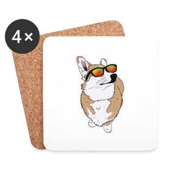 Cool corgi with sunglasses gift idea - Coasters (set of 4) - white - Front