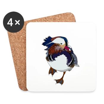 Mandarinente beliebt unter Enten Kenner Geschenk - Untersetzer (4er-Set) - Weiß - Vorne