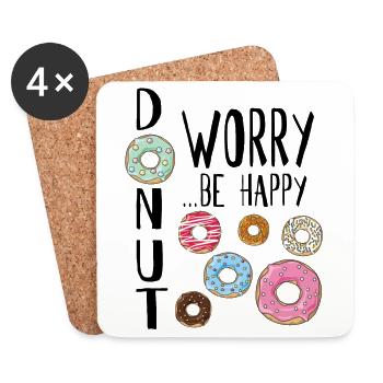Donut Worry ... Be Happy! - Coasters (set of 4) - white - Front