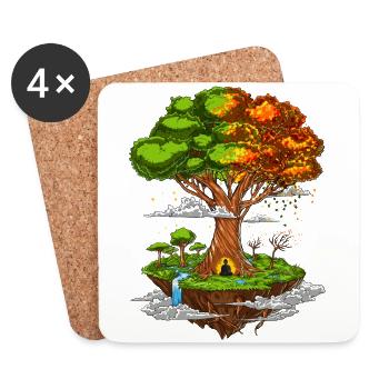 Baum des Lebens Yoga Meditation - Untersetzer (4er-Set) - Weiß - Vorne