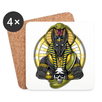 Egyptian God Wolf Anubis Skull - Coasters (set of 4) - white - Front