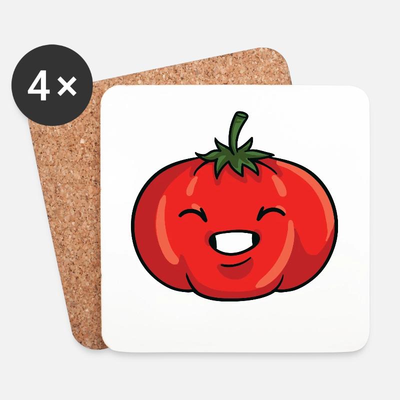 Tomate Ketchup Paradeiser Gemüse Lustige - Untersetzer (4er-Set) - Weiß