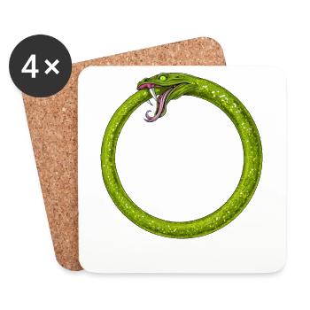 Fleur de vie Ouroboros Serpent - Dessous de verre (lot de 4) - blanc - Devant