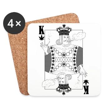 Coole Cannabis Hanf König Spielkarte - Untersetzer (4er-Set) - Weiß - Vorne