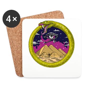 Pyramides Egyptiennes Ouroboros Serpent - Dessous de verre (lot de 4) - blanc - Devant