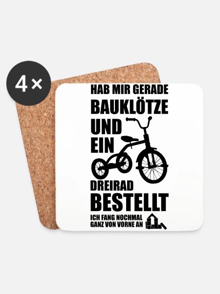 Lustige Sprüche Kindheit Optimismus Geschenkidee - Untersetzer (4er-Set) - Weiß