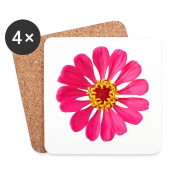 wonderful pink zinnia, flower, blossom, floral, - Coasters (set of 4) - white - Front