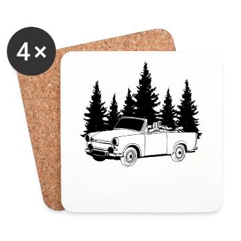Trabi cabriolet pour les vacances d'été dans l'est - Dessous de verre (lot de 4) - blanc - Devant