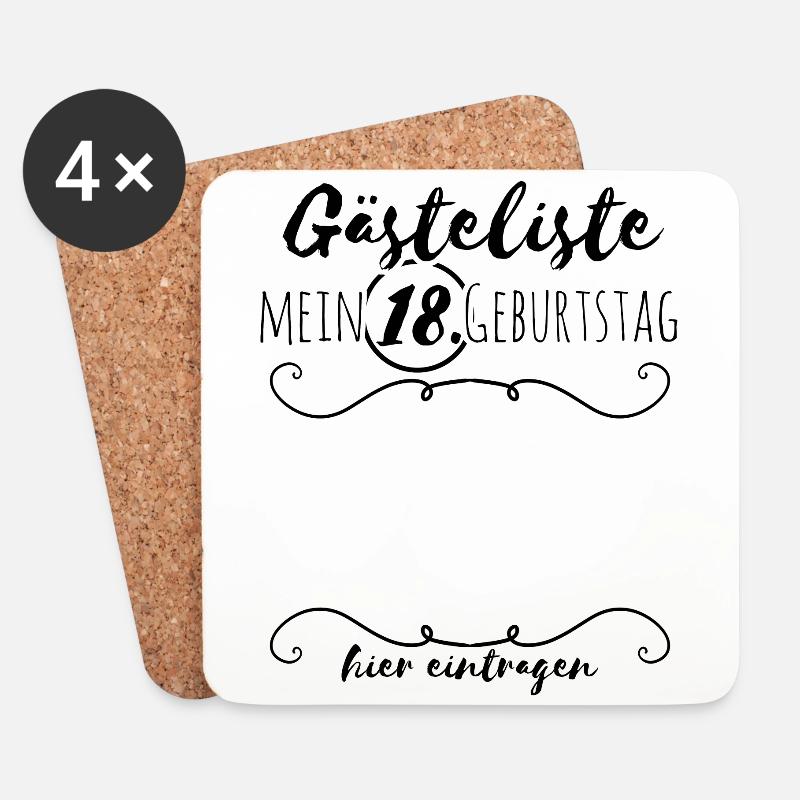 Gästeliste zum 18. Geburtstag bitte Unterschreiben - Untersetzer (4er-Set) - Weiß