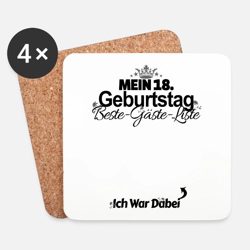 18. Geburtstag Gästeliste - Untersetzer (4er-Set) - Weiß