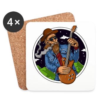Bigfoot Heavy Metal Guitar Player - Coasters (set of 4) - white - Front