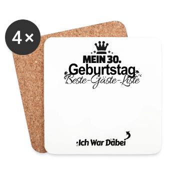 30. Geburtstag Party Beste-Gäste-Liste 30 Jahre - Untersetzer (4er-Set) - Weiß - Vorne