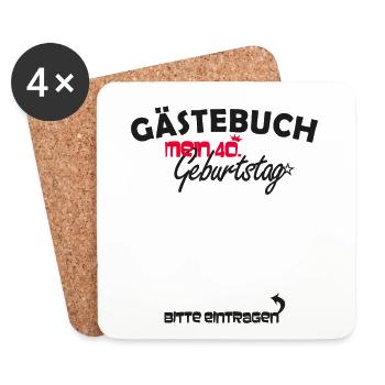 40. Geburtstag Party Gästebuch 40 Jahre - Untersetzer (4er-Set) - Weiß - Vorne