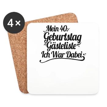 40. Geburtstag Party Gästeliste 40 Jahre - Untersetzer (4er-Set) - Weiß - Vorne