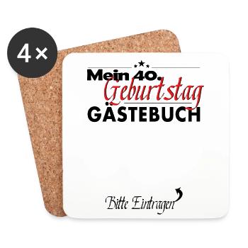 40. Geburtstag Party Gästebuch 40 Jahre - Untersetzer (4er-Set) - Weiß - Vorne