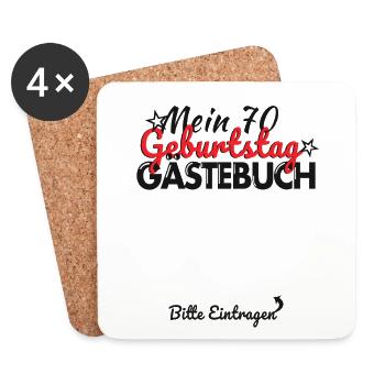 70. Geburtstag Party Gästebuch 70 Jahre - Untersetzer (4er-Set) - Weiß - Vorne