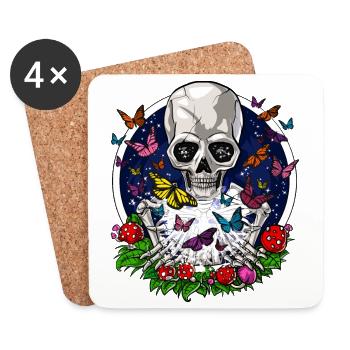 Psychedelic Butterflies Skeleton - Coasters (set of 4) - white - Front