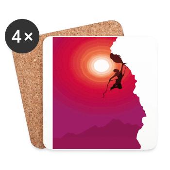 Klettern Bergsteigen Sonnenaufgang Geschenk - Untersetzer (4er-Set) - Weiß - Vorne