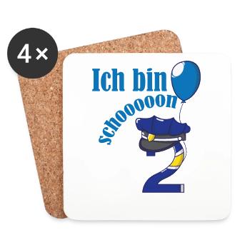 2. Geburtstag Jungs Kinder Polizei - Untersetzer (4er-Set) - Weiß - Vorne
