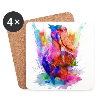 Shoebill bird watercolor watercolor gift - Coasters (set of 4) - white - Front