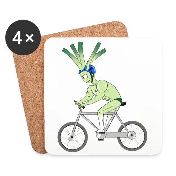 Funny bicycle cyclist leeks gift - Coasters (set of 4) - white - Front