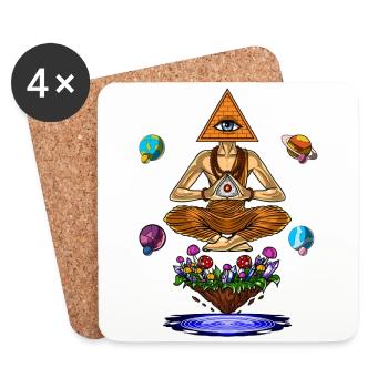 Champignons psychédéliques Illuminati Pyramid - Dessous de verre (lot de 4) - blanc - Devant