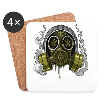 Weed Stoner Gasmaske - Untersetzer (4er-Set) - Weiß - Vorne