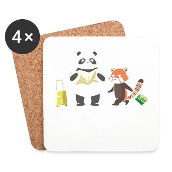Zwei Pandas auf Reise. - Untersetzer (4er-Set) - Weiß - Vorne