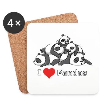 Schlafende Pandas mit Herz - I Love Pandas - Untersetzer (4er-Set) - Weiß - Vorne