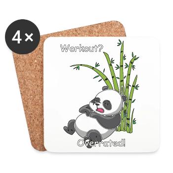 Panda endormi - entraînement? Surévalué - Dessous de verre (lot de 4) - blanc - Devant