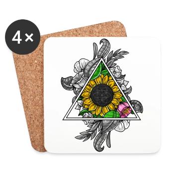 Heilige Geometrie der Sonnenblume - Untersetzer (4er-Set) - Weiß - Vorne