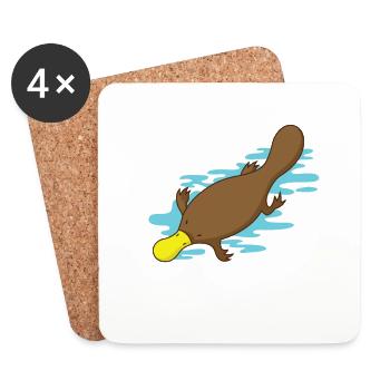 Platypus in the water - Coasters (set of 4) - white - Front