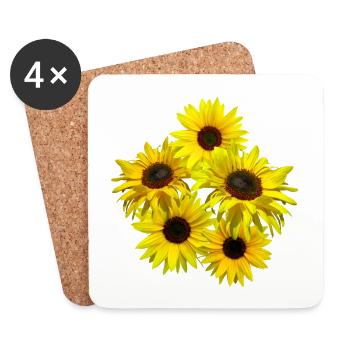 Bouquet de tournesols, tournesol, tournesols - Dessous de verre (lot de 4) - blanc - Devant