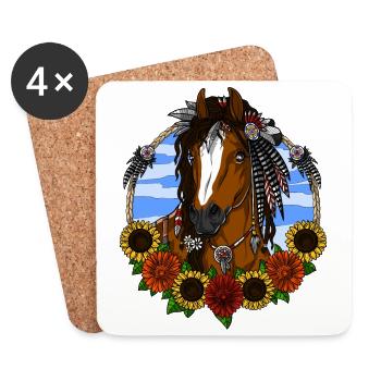 Pferd Hippie - Untersetzer (4er-Set) - Weiß - Vorne