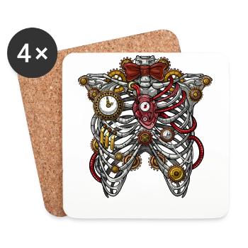 Steampunk Anatomy - Coasters (set of 4) - white - Front