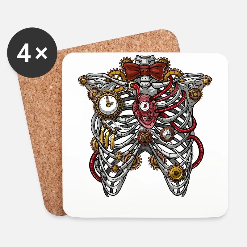 Steampunk-Anatomie - Untersetzer (4er-Set) - Weiß