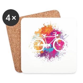 Vintage bike with colour stains - Coasters (set of 4) - white - Front