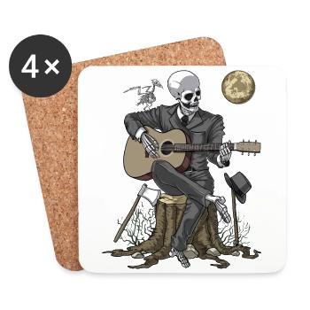 Skeleton Guitar Player - Coasters (set of 4) - white - Front