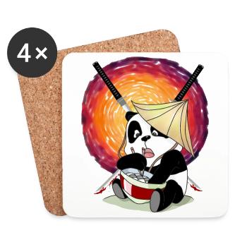 Panda Bear Asie Japon Sun Samurai Fantasy - Dessous de verre (lot de 4) - blanc - Devant