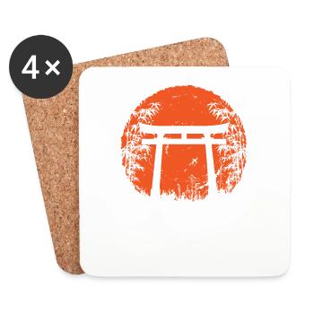 Bambus japanisches Torii - Untersetzer (4er-Set) - Weiß - Vorne