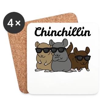 Chinchilla Tshirt Chinchillin Sweet Chinchilla - Coasters (set of 4) - white - Front