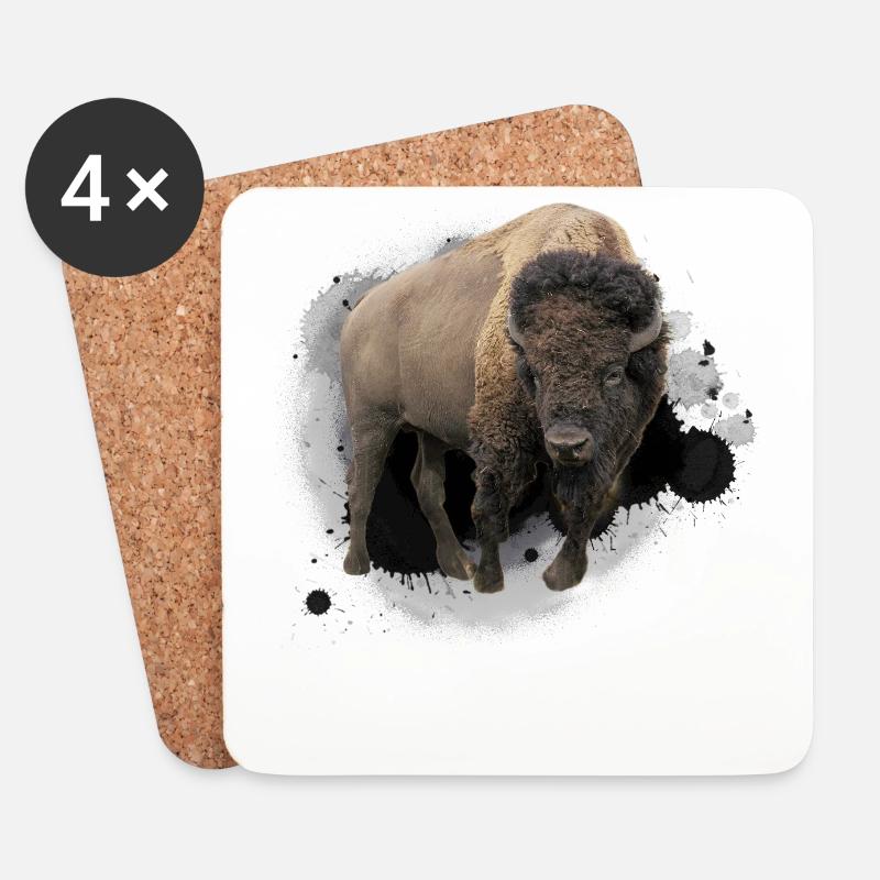 Bison Büffel Rind Design Illustration Geschenk - Untersetzer (4er-Set) - Weiß
