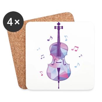 Violine Geige Polygon Musik Noten Klassische Musik - Untersetzer (4er-Set) - Weiß - Vorne