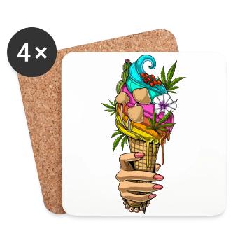Crème glacée psychédélique - Dessous de verre (lot de 4) - blanc - Devant