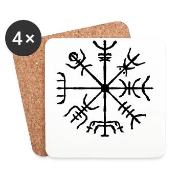 Wikinger Kompass Vegvisir Nordisches Zeichen - Untersetzer (4er-Set) - Weiß - Vorne