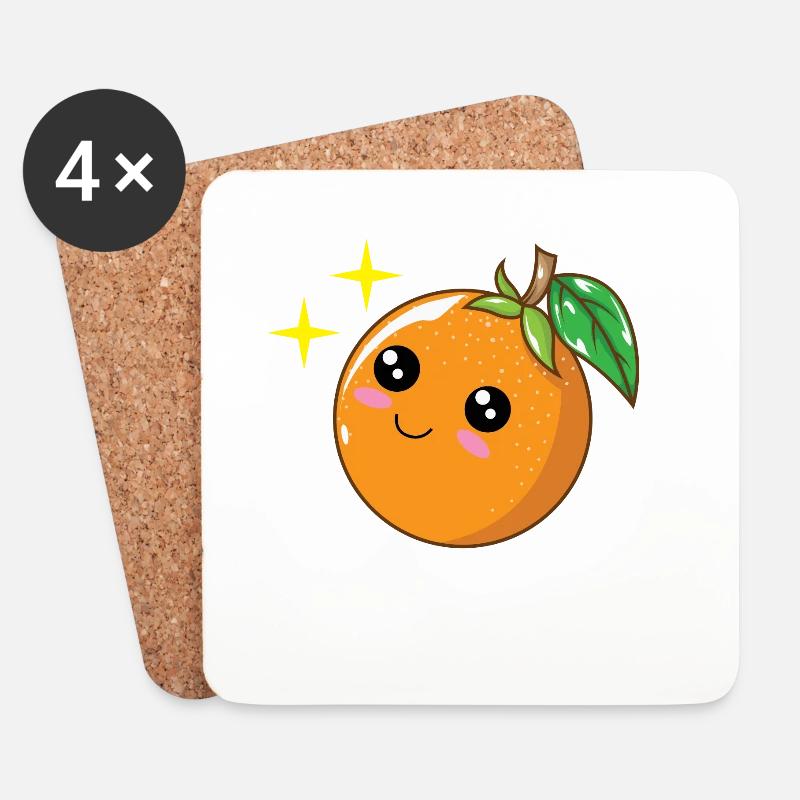 Mandarine Orange - Untersetzer (4er-Set) - Weiß