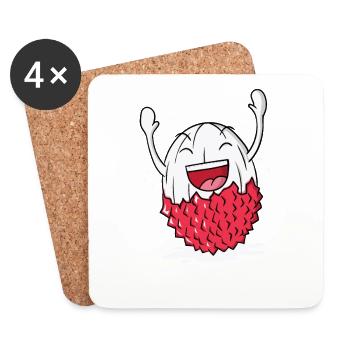 Litschi Lychee - Untersetzer (4er-Set) - Weiß - Vorne